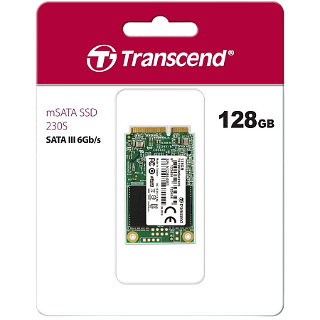 .mSATA SSD  128GB Transcend  "TS128GMSA230S" [R/W:550/400MB/s, 55/70K IOPS, SM2258H, 3D TLC]