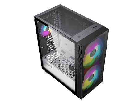Case ATX GAMEMAX Aero, w/o PSU, 0.5mm, 2x200mm & 1x120mm ARGB fans, ARGB+PWM Hub, Front Mesh, TG, DF