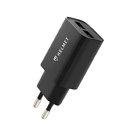 Helmet Wall Charger with Cable USB to Lightning 2xUSB 2.4A, Black Helmet Wall Charger with Cable USB to Lightning 2xUSB 2.4A, Black