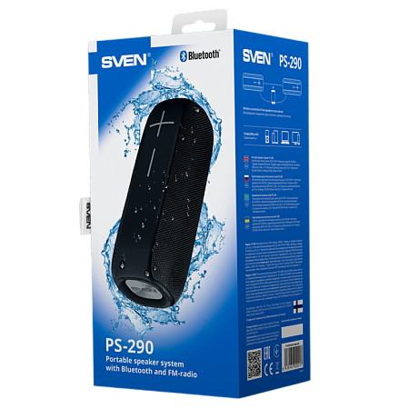 Speakers SVEN "PS-290" 20w, Black, Waterproof (IPx6), TWS, Bluetooth, FM, USB, microSD, 3000mA*h Speakers SVEN "PS-290" 20w, Black, Waterproof (IPx6), TWS, Bluetooth, FM, USB, microSD, 3000mA*h