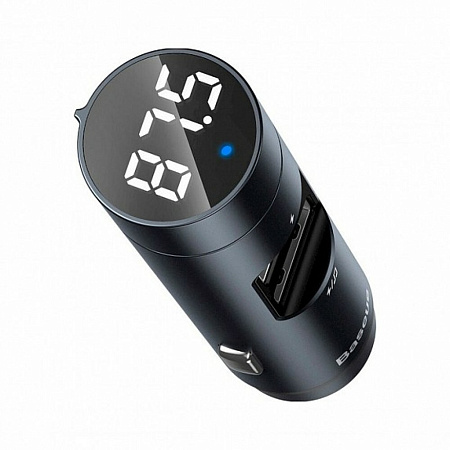 Baseus FM Modulator BT V5.0 with Car Charger Energy Column 1*USB-A 3.0 QC3 + 1*USB--A 2.0, 18W, Dark Grey