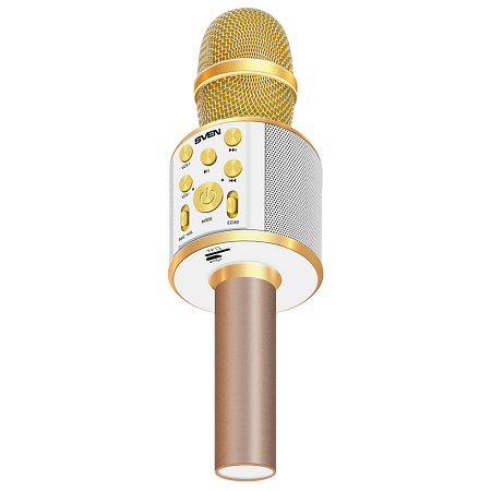 Karaoke Microphone  SVEN "MK-950", White/Gold, Bluetooth, 6w, microSD, 1200mAh