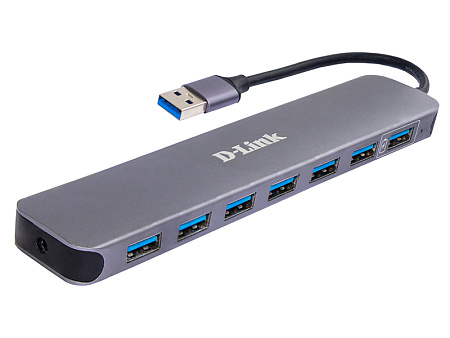 USB 3.0 Hub 7-ports D-link "DUB-1370/B2A", Fast Charge, Power Adapter