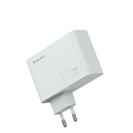 Helmet Wall Charger GaN 1*USB-A+2*Type-C 120W 6A, White Helmet Wall Charger GaN 1*USB-A+2*Type-C 120W 6A, White