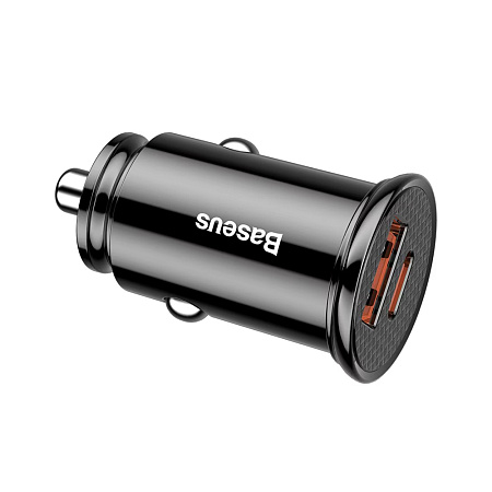 Baseus Car Charger 1*USB-A+1*Type-C 30W, Black