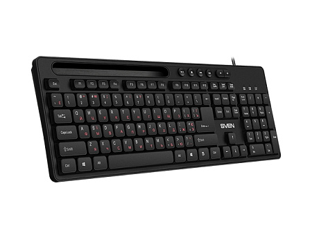 Keyboard SVEN KB-S302, Multimedia, Tray for smartphone, 1.5m, USB, EN/RU, Black Keyboard SVEN KB-S302, Multimedia, Tray for smartphone, 1.5m, USB, EN/RU, Black