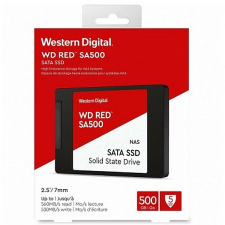 2.5" SATA SSD  500GB WD Red™ SA500 NAS [R/W:560/530MB/s, 95K/85K IOPS, 350TBW, 2M MTTF, 3D-NAND TLC]
