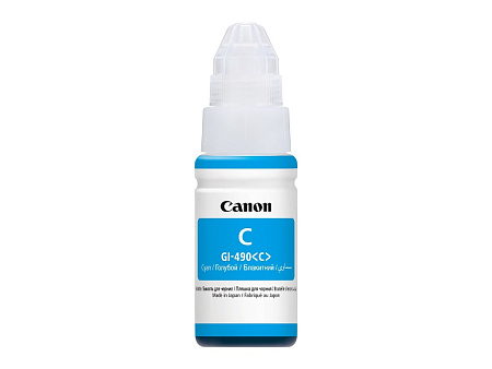 Ink Bottle Canon GI-490 C, cyan, 70ml for PIXMA G1400/G2400/G3400,бумага ,чернила, Opc, тонер, dvd, duracell, батарейки