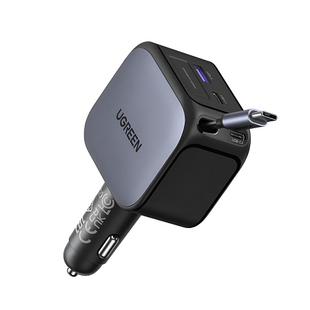 UGREEN Car Charger 1*Type-C+1*USB-A with Type-C Cable, Retractable, 145W, Black | EC604 UGREEN Car Charger 1*Type-C+1*USB-A with Type-C Cable, Retractable, 145W, Black | EC604