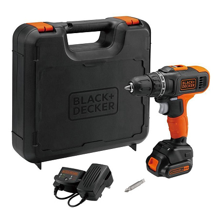 Drill/Driver Black+Decker (BCD7122CK-RU) 10.8V Li-Ion 2x1.5 Ah + Kitbox, 2 Speed 0-1400 rpm, LED, 26