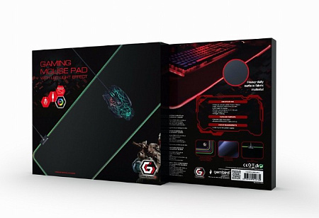 Gaming Mouse Pad  GMB  MP-GAMELED-L, 800 × 300 × 4mm, Natural rubber foam + Fabric, RGB, Black