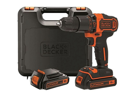 Hammer Drill/Driver Black+Decker (BDCHD18KB-QW) 18V Li-Ion 2x1.5 Ah + Kitbox, LED,2 Speed 0-1400 rpm