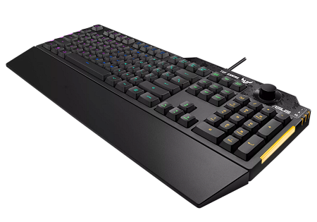 Gaming Keyboard Asus TUF Gaming K1, Mech-Brane, Volume knob, Spill-resistance, 5-zone RGB, Macro Key