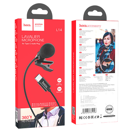 Microphone  Hoco "L14" Type-C, Black