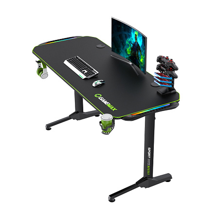 Gaming Desk Gamemax D140-Carbon RGB, 140x60x75cm, Headsets hook, Cup holder, Cable managment, RGB Le Gaming Desk Gamemax D140-Carbon RGB, 140x60x75cm, Headsets hook, Cup holder, Cable managment, RGB Le