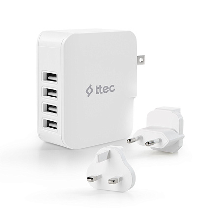 ttec Wall Charger 4*USB-A 5.1A 25W, White