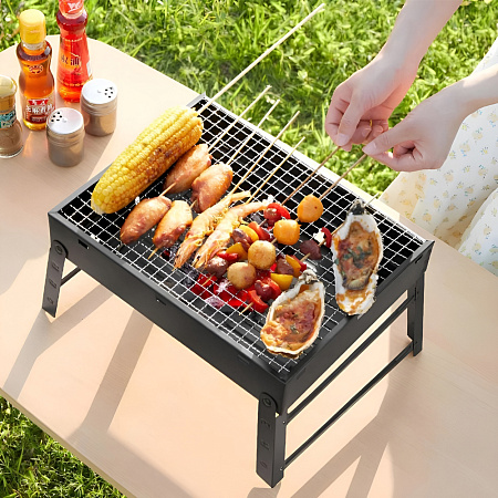 Outdoor Charcoal BBQ Grill, Large Steel TL372, Black Outdoor Charcoal BBQ Grill, Large Steel TL372, Black
