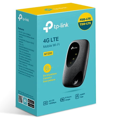 Mobile LTE Wi-Fi N Mini Router TP-LINK "M7200", 150Mbps, 2000mAh