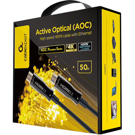 Cable HDMI to HDMI Active Optical 50.0m Cablexpert, 4K UHD at 60Hz, CCBP-HDMI-AOC-50M-02