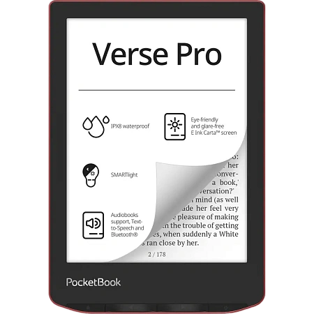 Электронная книга PocketBook Verse PRO 634, Страсть Красный, acer,asus,lenovo,hp,dell,планшеты,чехол для планшета, подставка для ноутбука, зарядка для ноутбука