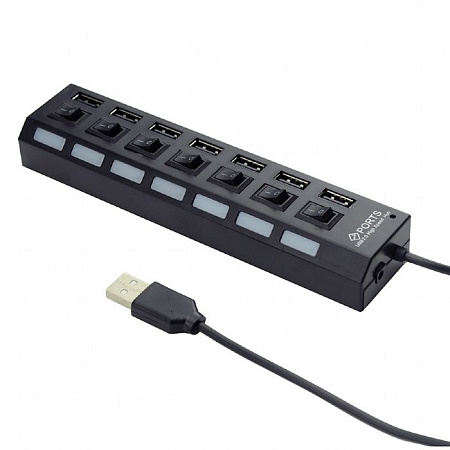 USB 2.0 Hub 7-port Gembird "UHB-U2P7-03", Black, with switches