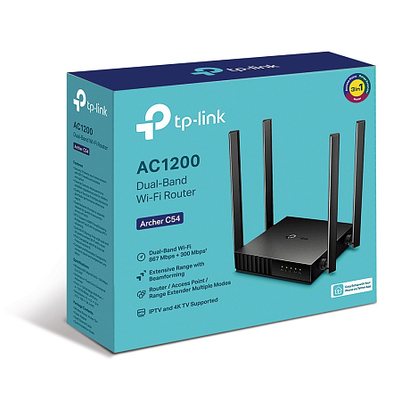Wi-Fi AC Dual Band TP-LINK Router, "Archer C54", 1200Mbps, MU-MIMO