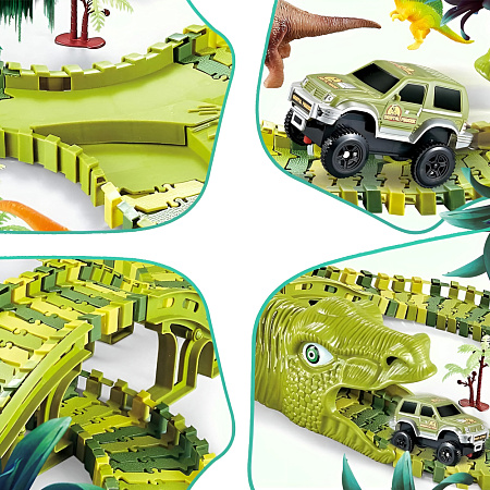 Dinosaur Flexible Track Toy Set with Electric Car (XC256A)