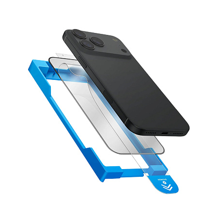 Uniq Glass Screen Protector for iPhone 17 Pro Max (2025) 6.9 Vivid Exofit Optix Covex Applicator, Black