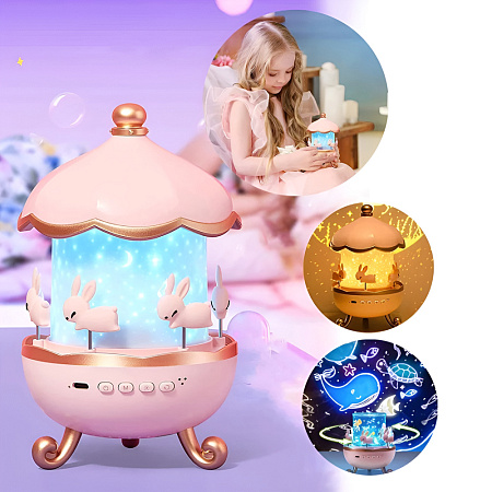 Glaceon Light Projector,6 Film,5 Colours Changing,Rabbits Night Light Projector for Kids