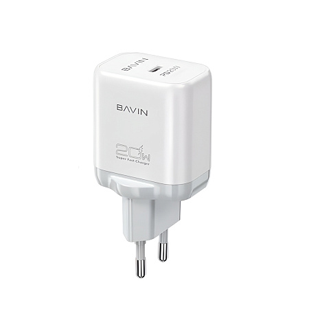 BAVIN Wall Charger PD 20W Fast Charge + Cable Type-C to Type-C, White