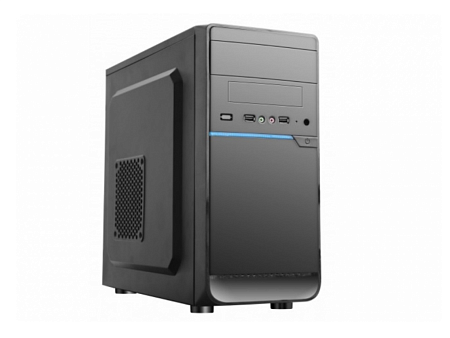 HPC D-08 maTX Case (500w, 24pin, 2xSATA, 12 сm fan ),  2xUSB2.0 /HD Audio, Shiny Black+ Blue,процессоры ,оперативная память, ssd, M2, hdd, кейсы