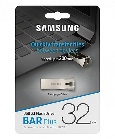 USB Flash накопитель Samsung Bar Plus, 32Гб, Серебристый