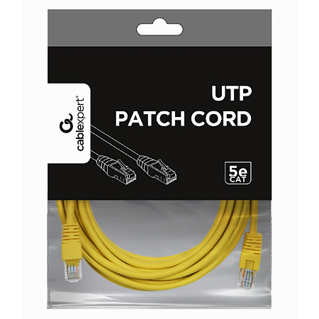 5m, Patch Cord Yellow, PP12-5M/Y, Cat.5E, Cablexpert, molded strain relief 50u" plugs 5m, Patch Cord Yellow, PP12-5M/Y, Cat.5E, Cablexpert, molded strain relief 50u" plugs