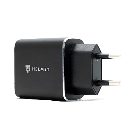 Helmet Wall Charger USB/Type-C QC3.0 18W (Сable 3 in1), Black Helmet Wall Charger USB/Type-C QC3.0 18W (Сable 3 in1), Black