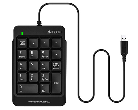 Numeric Keypad A4tech FK13P, Slim Profile, Round-Square Keycaps, High-Elasticity Silicon, USB, Black