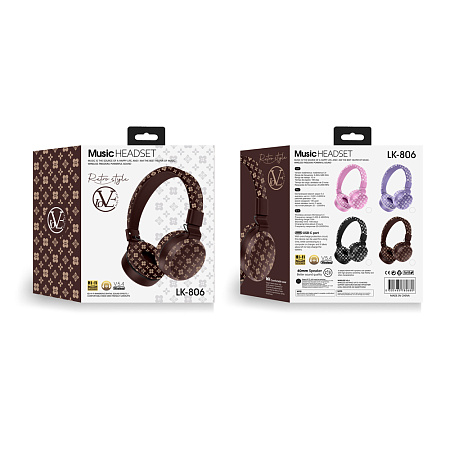 Musen Wireless Headphones on Ear LK-806, Brown Musen Wireless Headphones on Ear LK-806, Brown