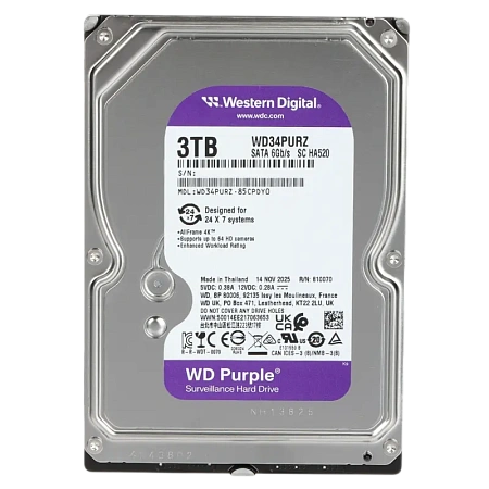Жесткий диск Western Digital WD Purple, 3.5", 3 ТБ <WD34PURZ> Жесткий диск Western Digital WD Purple, 3.5", 3 ТБ <WD34PURZ>