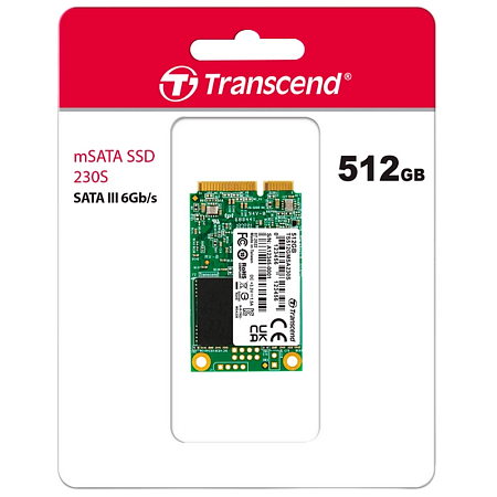 .mSATA SSD  512GB Transcend  "TS512GMSA230S" [R/W:550/400MB/s, 55/70K IOPS, SM2258H, 3D TLC]