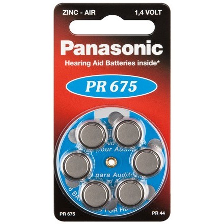 Дисковые батарейки Panasonic PR-675H/6LB, PR675, 605мА·ч, 6шт.