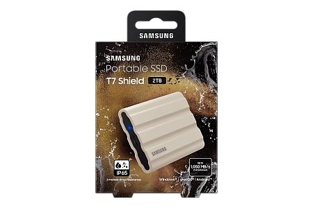 Внешний портативный SSD накопитель Samsung T7 Shield, 2 ТБ, Чёрный (MU-PE2T0K/WW)