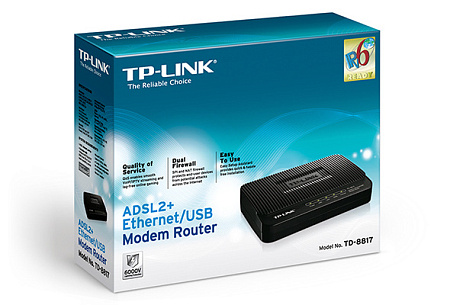 ADSL Модем TP-LINK TD-8817, ADSL/ADSL2/ADSL2 + до 24 Мбит/с, Чёрный